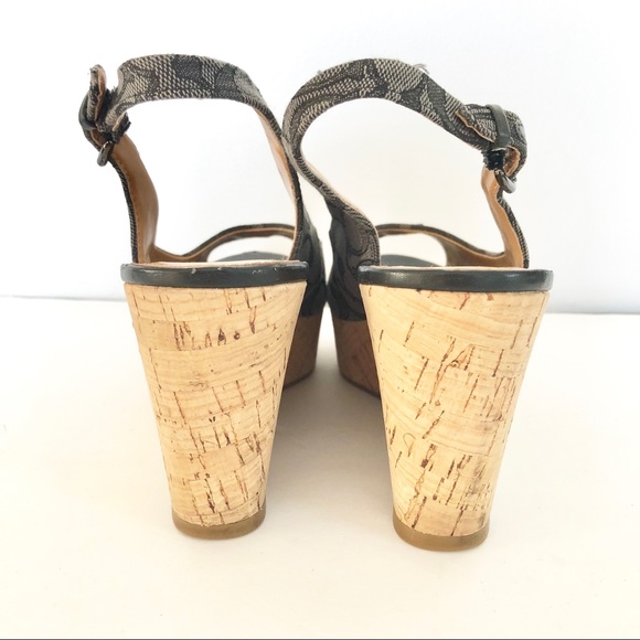 Coach Peep Toe Sling Back Platform Wedges - Picture 4 of 7